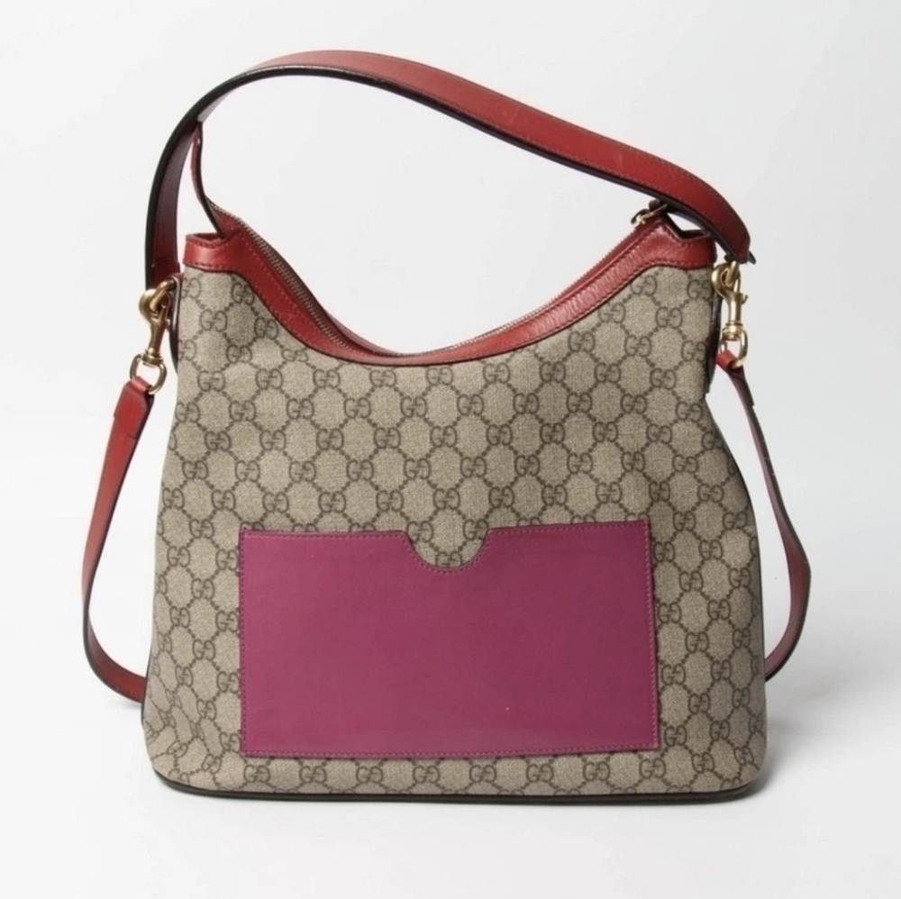 Gucci  Linea A Supreme Canvas Hobo Shoulder Bag Beige 414930